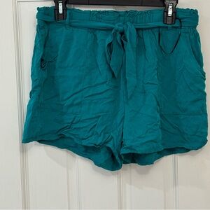 Teal Rayon Paperbag Waist Shorts -‎ Size XL NWOT